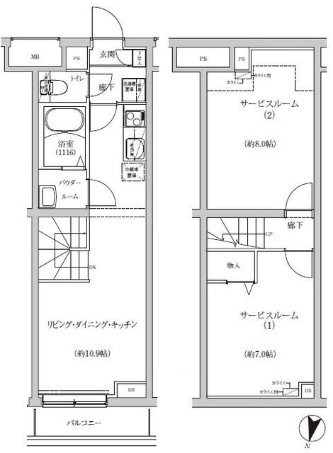 REGOLITH IKEGAMI(2LDK/1階)の間取り写真