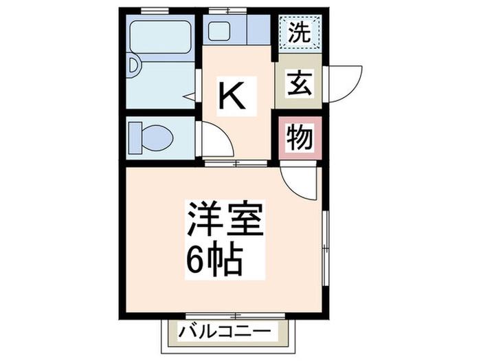 メイコート(1K/2階)の間取り写真