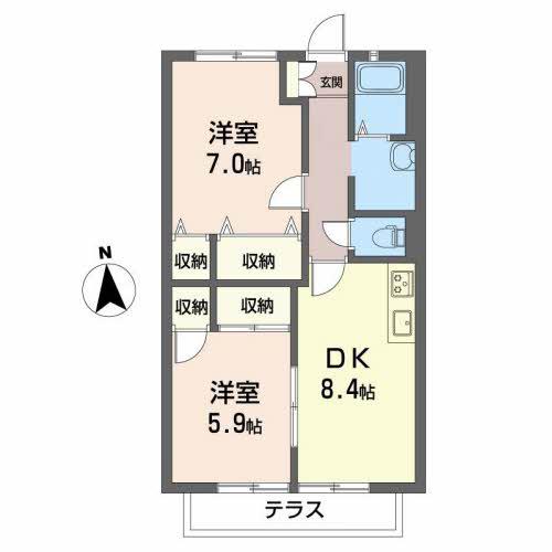 AGASTHYA(2LDK/1階)の間取り写真