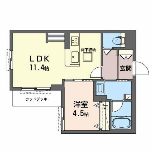K.DNAKAMOZUVILLA(1LDK/2階)の間取り写真