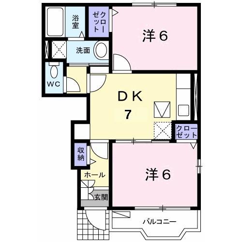 グレイスベル(2DK/1階)の間取り写真