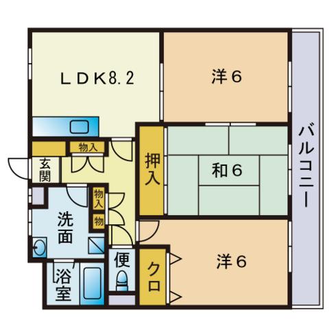 リベア前原(3LDK/1階)の間取り写真