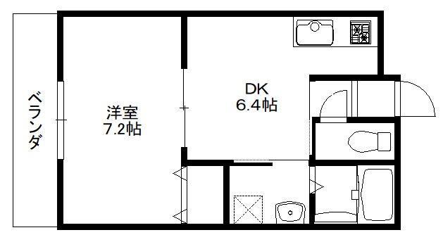 シンケンビル船越(1DK/1階)の間取り写真
