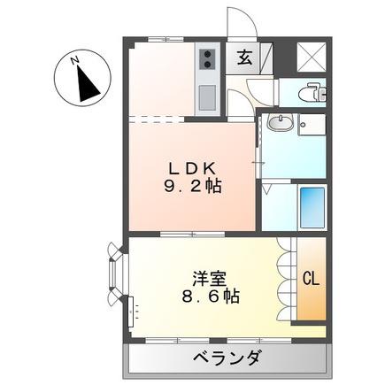 FLAT STELLAR(1LDK/2階)の間取り写真