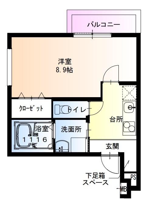 フジパレス西宮今津3番館(1K/1階)の間取り写真
