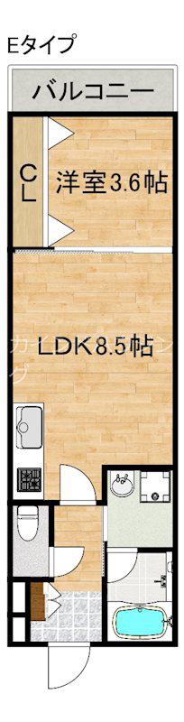ALIVIO泉佐野(1LDK/1階)の間取り写真