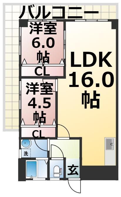 シャトー振甫(2LDK/2階)の間取り写真