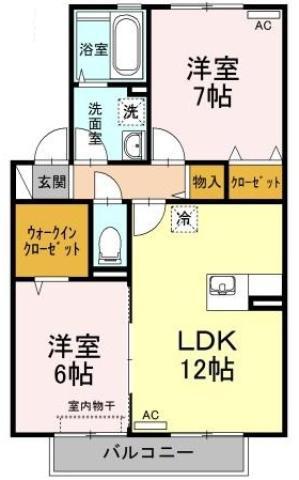 グラン・リーオ D棟(2LDK/2階)の間取り写真