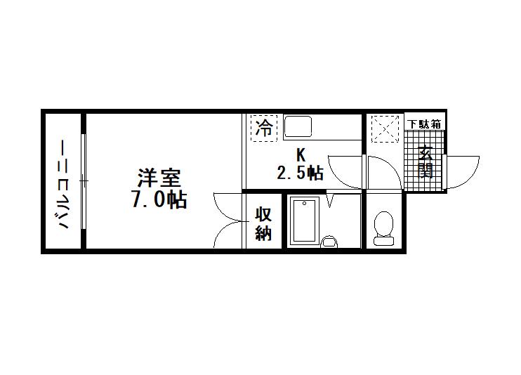 WINDIA仲浜(1K/1階)の間取り写真