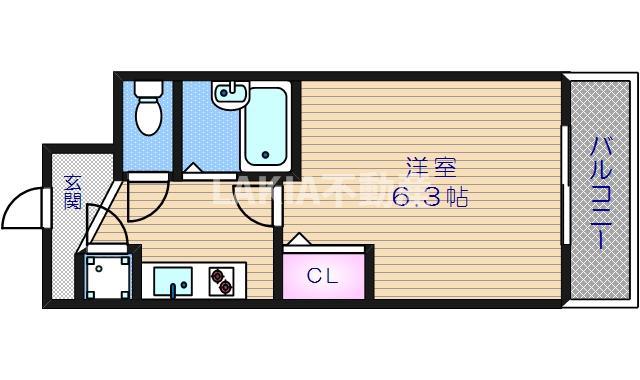 S・Eファースト(1K/4階)の間取り写真