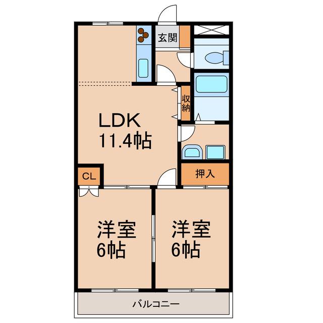 シャトーメゾン(2LDK/3階)の間取り写真