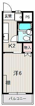 佐鳴台テニスビレッジ(1K/1階)の間取り写真