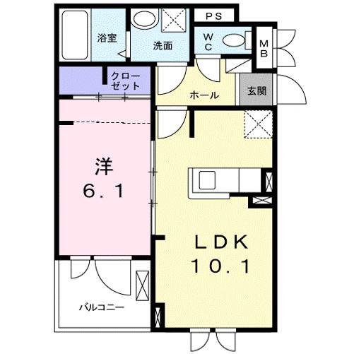 バンブーフォレスト(1LDK/3階)の間取り写真
