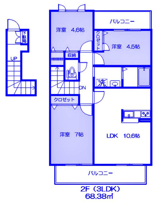 カーサベルデ2番館(3LDK/2階)の間取り写真