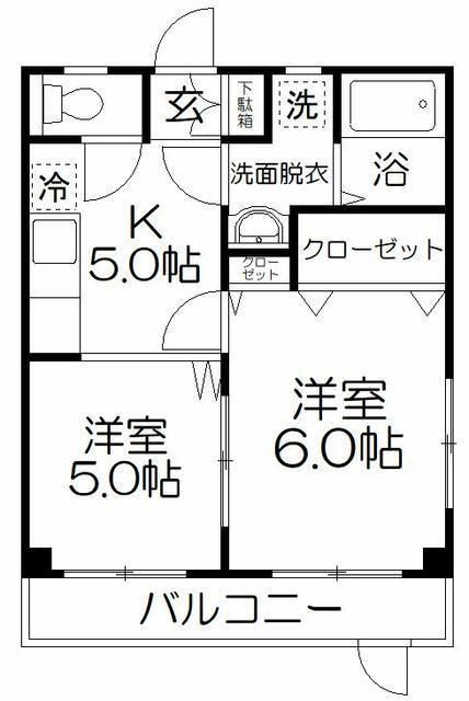 ビレッジ北栄(2K/1階)の間取り写真