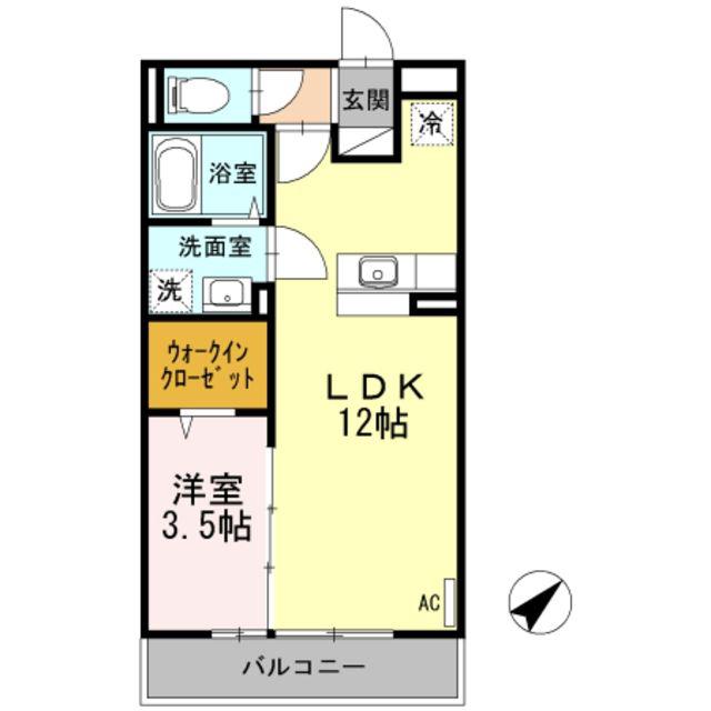 ピアチェボーレ(1LDK/1階)の間取り写真