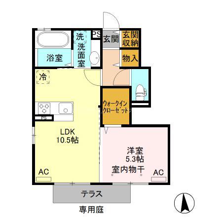 ノーブルシャイン(1LDK/1階)の間取り写真