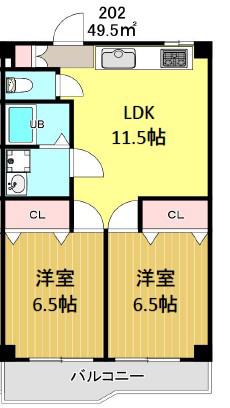 プルメリア大宮(2LDK/2階)の間取り写真