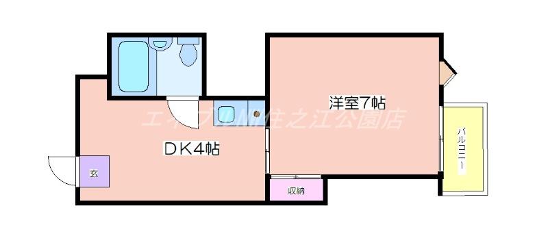 グランビルドアビコI(1DK/2階)の間取り写真