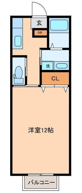 パロス四町目(1K/2階)の間取り写真