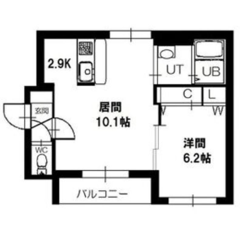 グランディオスI(1LDK/2階)の間取り写真