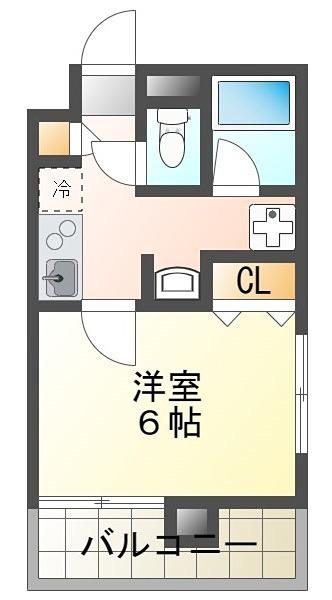 サザンエイトマンションみなみ野(1K/2階)の間取り写真