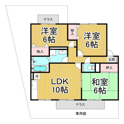 サニーコート香枦園(3LDK/1階)の間取り写真