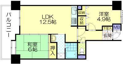 ライオンズガーデン中央通(2LDK/5階)の間取り写真