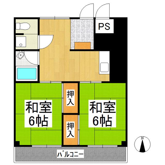 大京観光マンション402(2DK/4階)の間取り写真