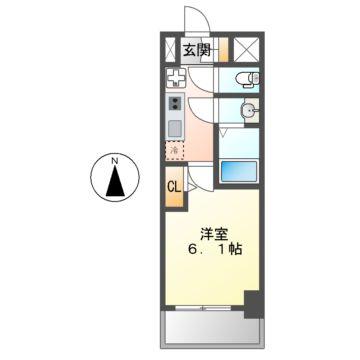 ディアレイシャス名古屋浄心II(1K/5階)の間取り写真