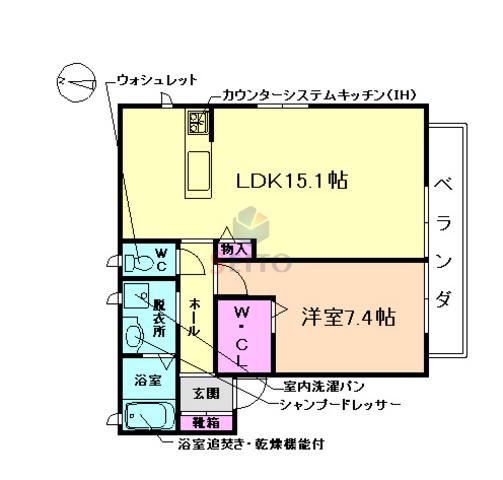 メゾンY・G・F(1LDK/1階)の間取り写真