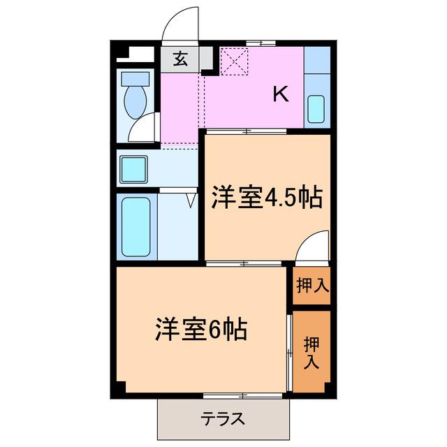 エクセルハイツ黒笹(2K/1階)の間取り写真