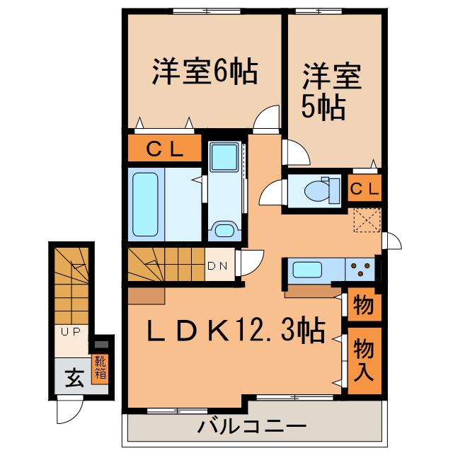 ルクリア(2LDK/2階)の間取り写真