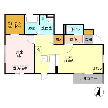 ローズコートII(1LDK/1階)の間取り写真