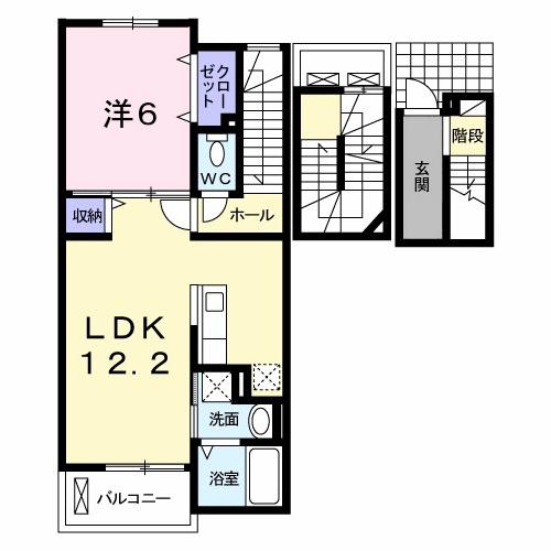 オルテンシアIII(1LDK/3階)の間取り写真