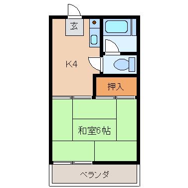 郡司コーポラスA(1K/2階)の間取り写真