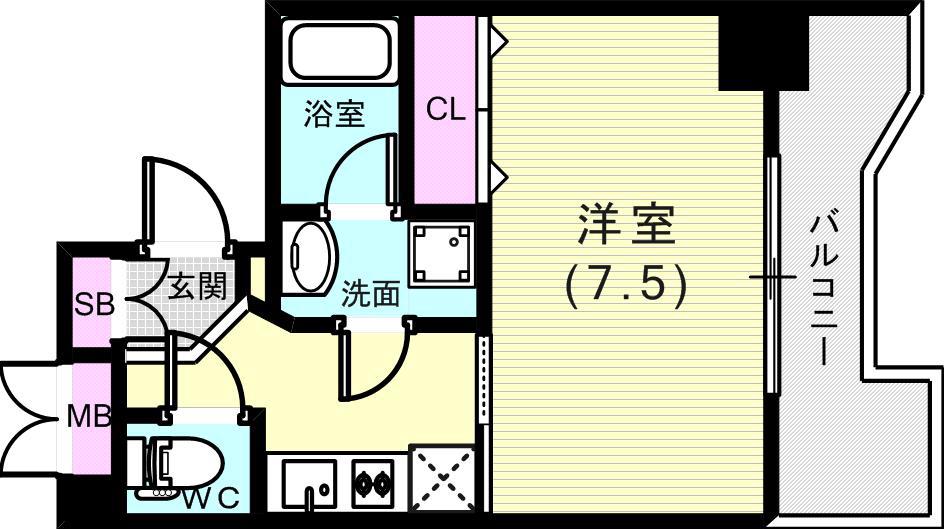 エイペックス神戸みなと元町コーストライン(1K/5階)の間取り写真