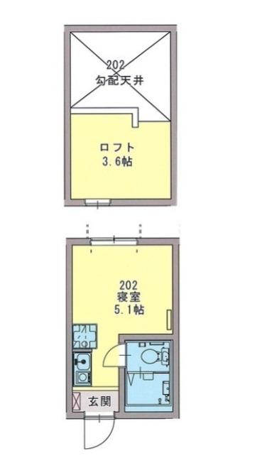 プラシード横浜国大前(ワンルーム/2階)の間取り写真