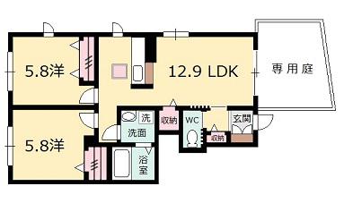 ストーンヘッド(2LDK/1階)の間取り写真