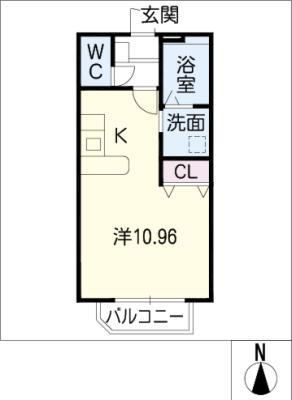 ヴァンクール(ワンルーム/1階)の間取り写真