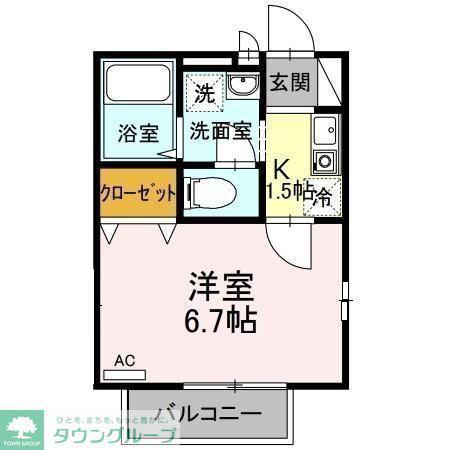 サンアベニュー狛江(1K/2階)の間取り写真