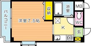 グレイス下富野(1K/1階)の間取り写真
