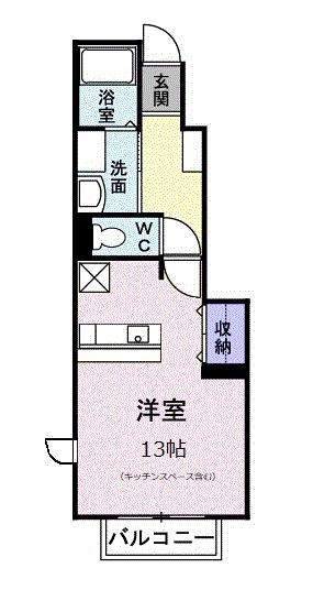 エンペラーヒルズ平手(ワンルーム/1階)の間取り写真