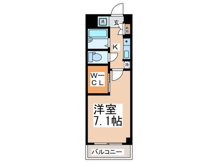 スカイホーム宝泉II(1K/3階)の間取り写真