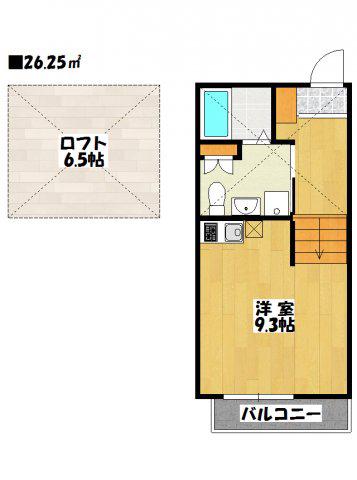 コンフォルト中山(ワンルーム/2階)の間取り写真