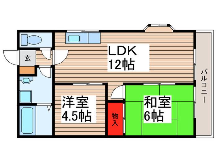 コーポラス丸秀 B(2LDK/1階)の間取り写真