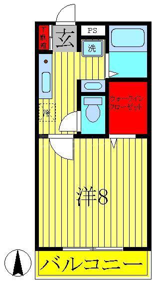 サングレージュ(1K/1階)の間取り写真