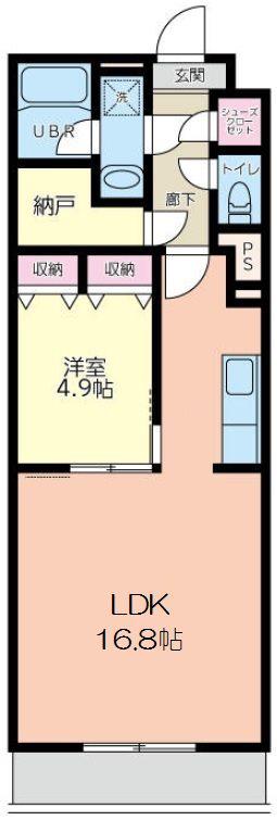 サウスキャピタル(1LDK/1階)の間取り写真