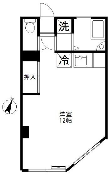 ハウス76(ワンルーム/1階)の間取り写真