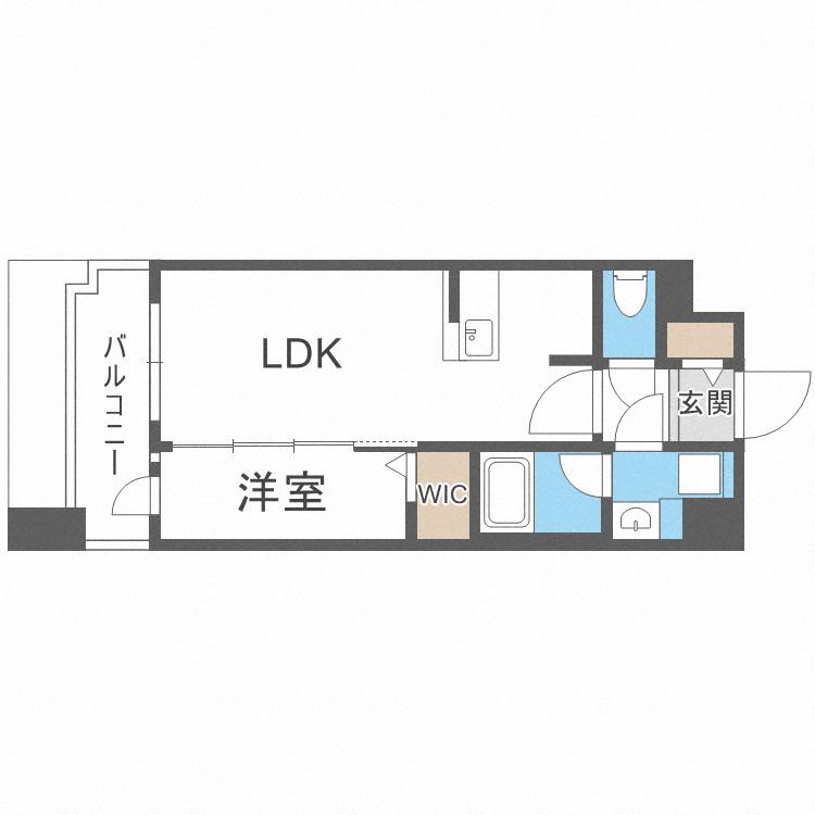 グランフォーレ千早マークスクエアイーストウイング(1LDK/7階)の間取り写真